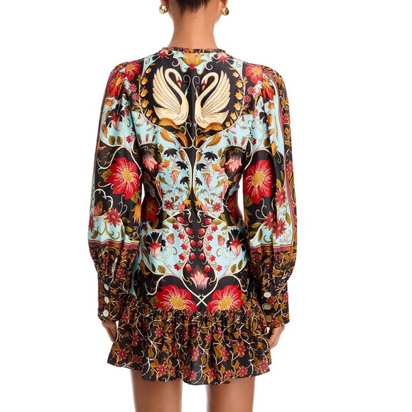 FARM Rio Flowing Beauty Mini Dress, Light Blue/Black/Red, NWT 🇧🇷 - Picture 4 of 16